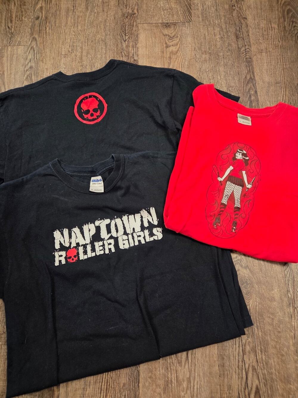 Nap Town Naptown Roller Derby Girls Tshirts Black Red Lot of 3 Adult Medium